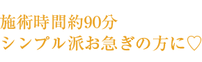 施術時間約90分シンプル派お急ぎの方に