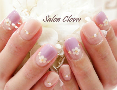 大人可愛い春のお花ネイル 自爪に優しいカルジェル Salon Clover サロンクローバー